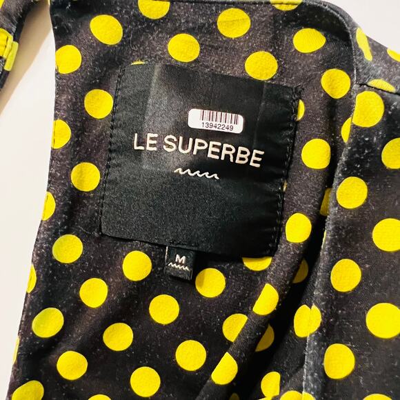 Le Superbe Elastica Polka Dot Ruched Long Sleeves Dress Size Medium - Picture 4 of 10